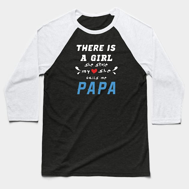 Papa Gifts Shirts from Granddaughter, She Stole My Heart Baseball T-Shirt by CareTees